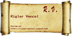 Rigler Vencel névjegykártya